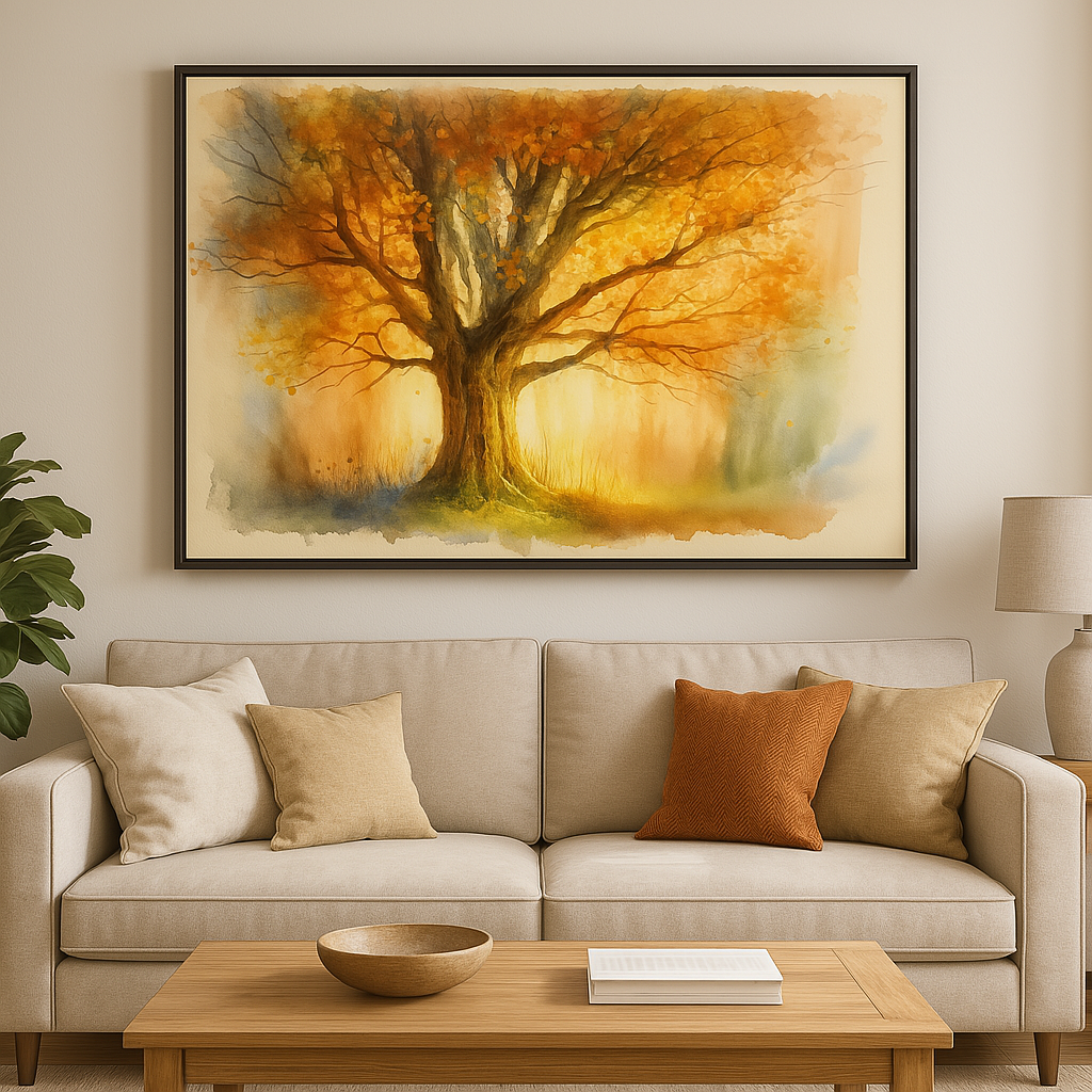 Free Printable Autumn Tree Wall Art – Large 120 x 80 cm Watercolor Poster