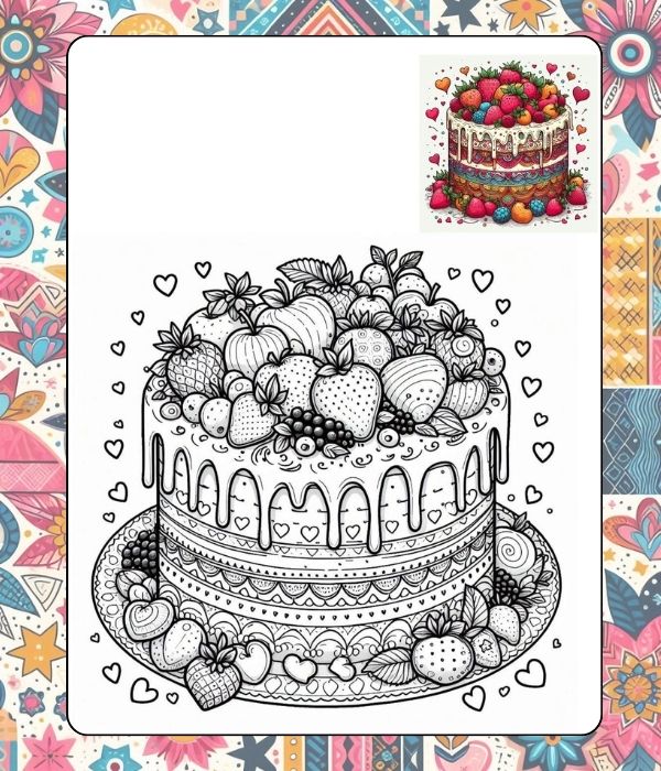 Free printable A Beautifully Decorated Layered Cake (4 Pages) for 