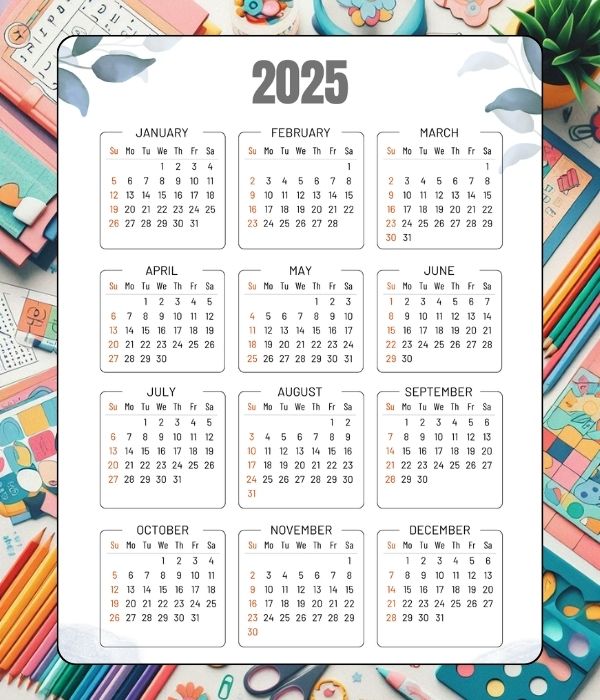 Free printable White and Blue Minimalist 2025 Calendar A4 size for 