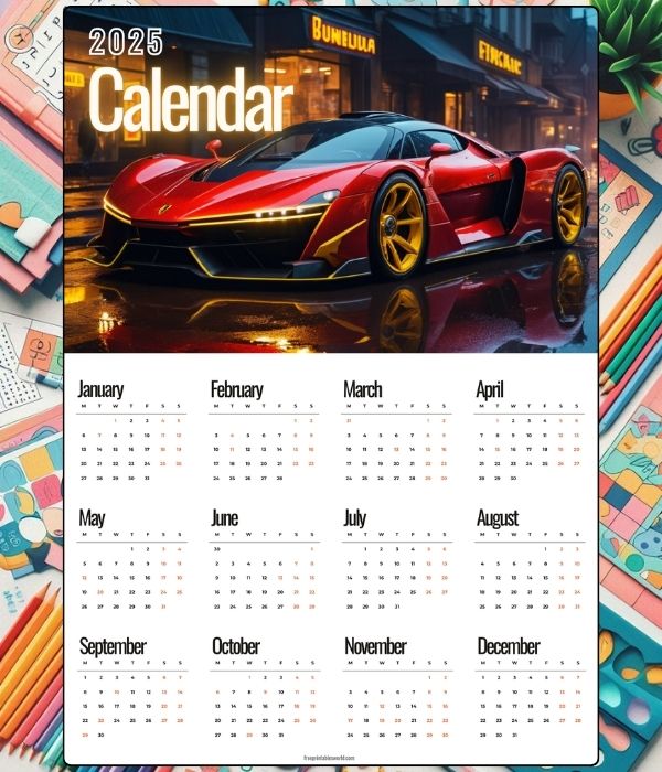 Vintage Hypercar 2025 Calendar Poster1 (A3 Size)